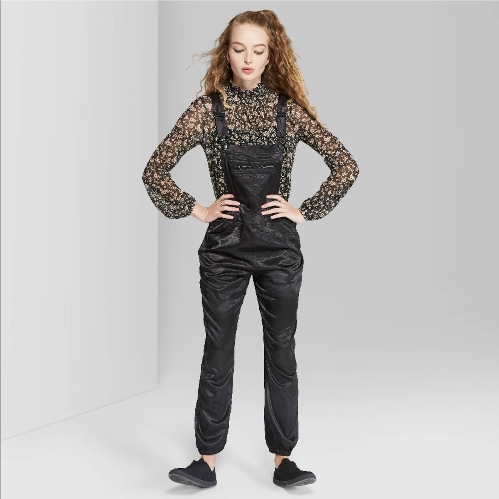 Black satin jumpsuit (Wild Fable)